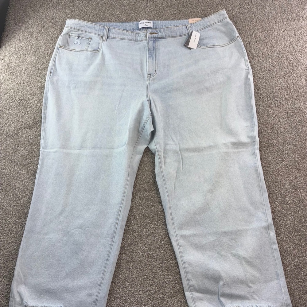 Lane Bryant Mid Rise‎ Straight Ankle Jeans Womens Plus 28 Light Wash Distressed